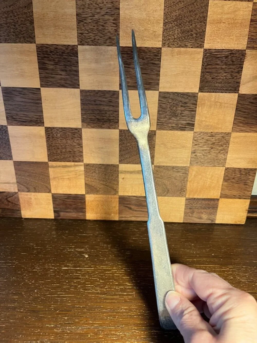 Pewter Meat Fork, some bends in tine